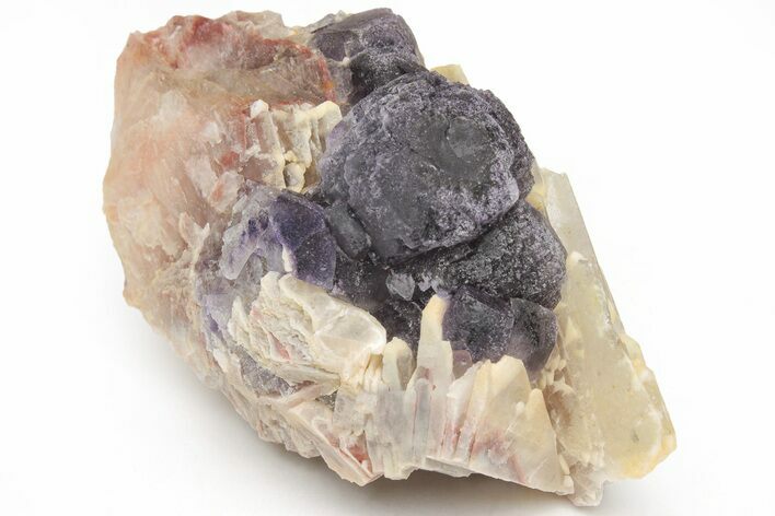 Purple Cubo-Octahedral Fluorite Crystals on Barite - Morocco #217063
